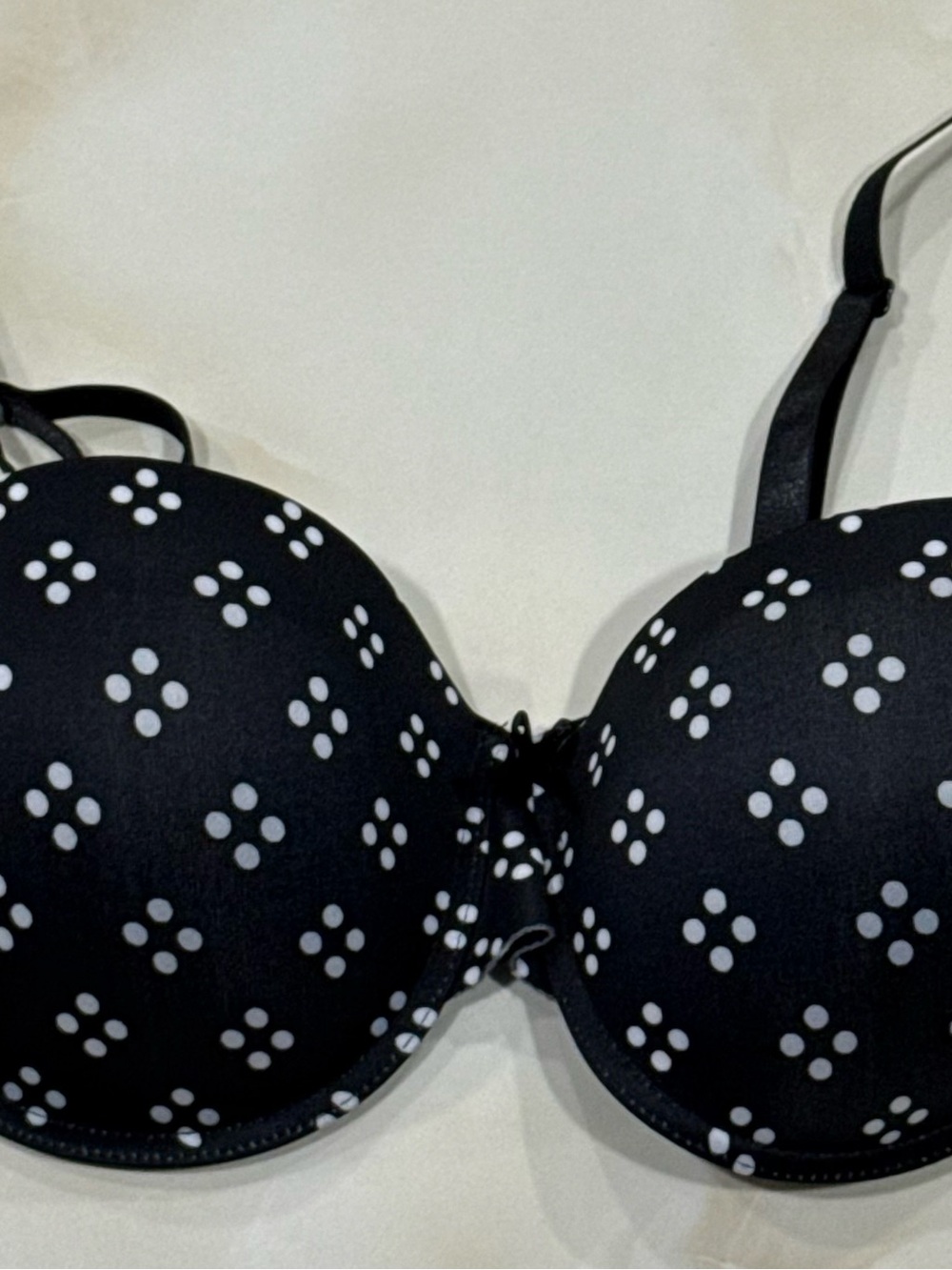 Chinese Laundry Black Bra with White Cluster Polka Dot Print